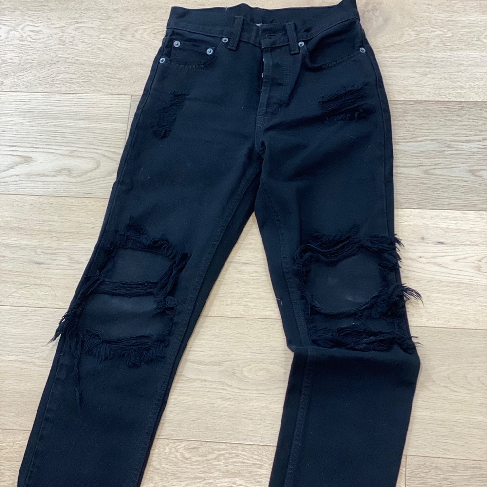 CARMAR Black Distressed High Waist Denim Jeans